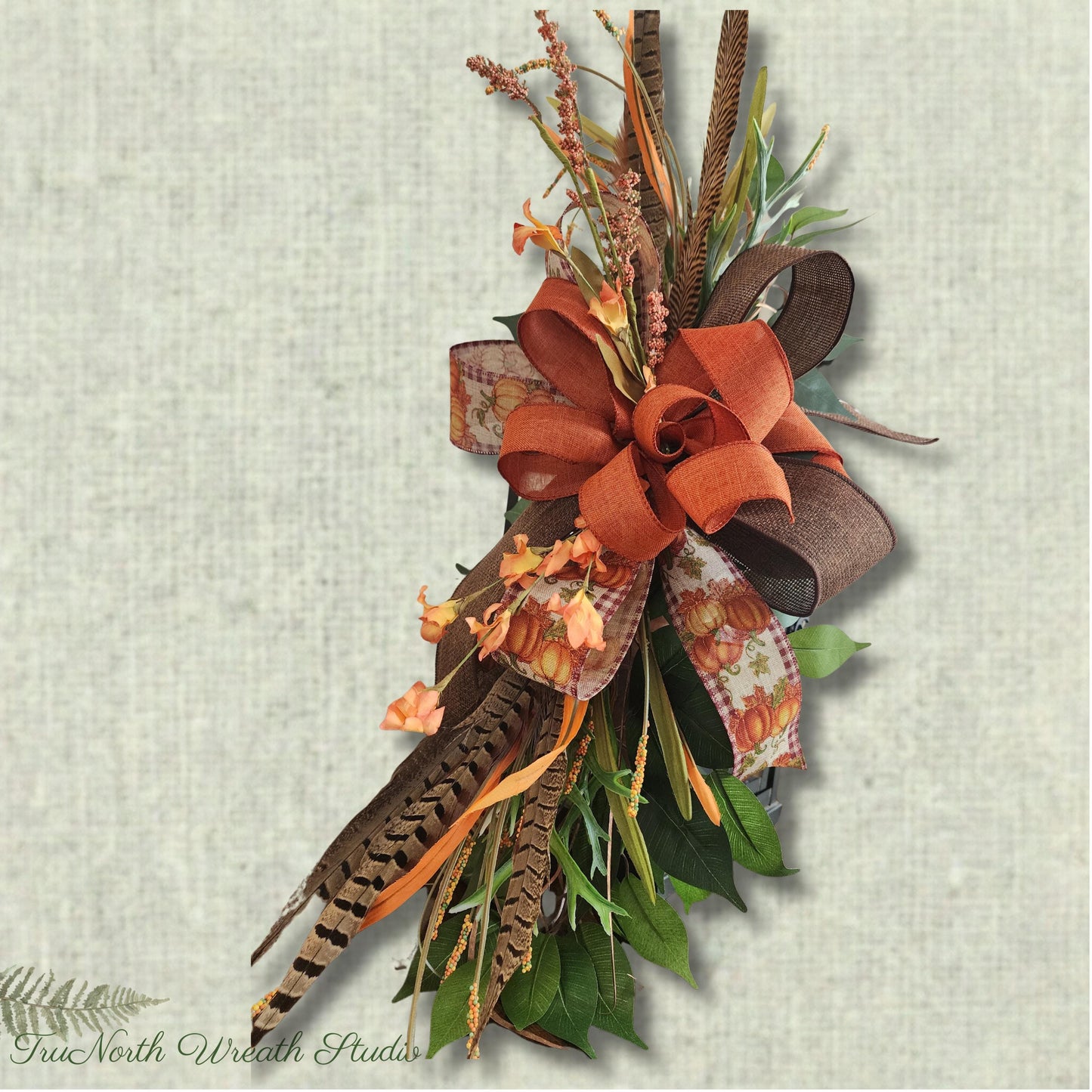 Autumn Pheasant Feather Lantern Swag 10" x 30"