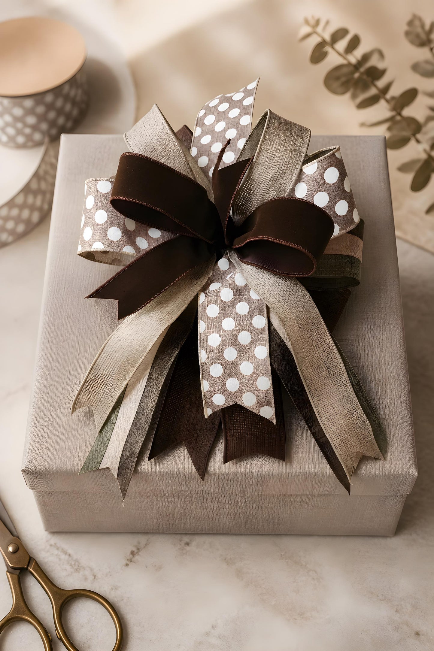 Rustic Chocolate Brown Bow | Farmhouse Wreath Bow | Neutral Year-Round Decor