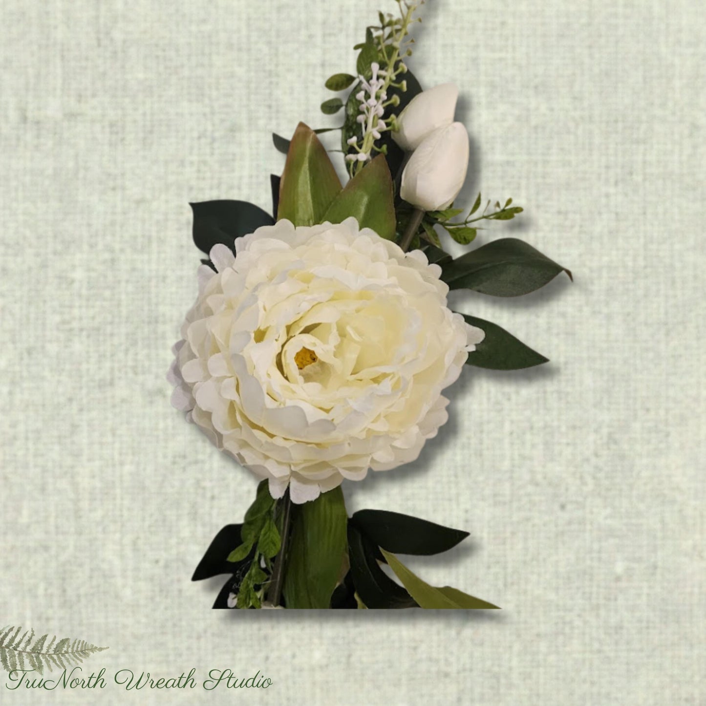 Neutral Cream Peony  Floral Add On Enhancer, Farmhouse Door Decor Accent, Spring Summer Enhancer