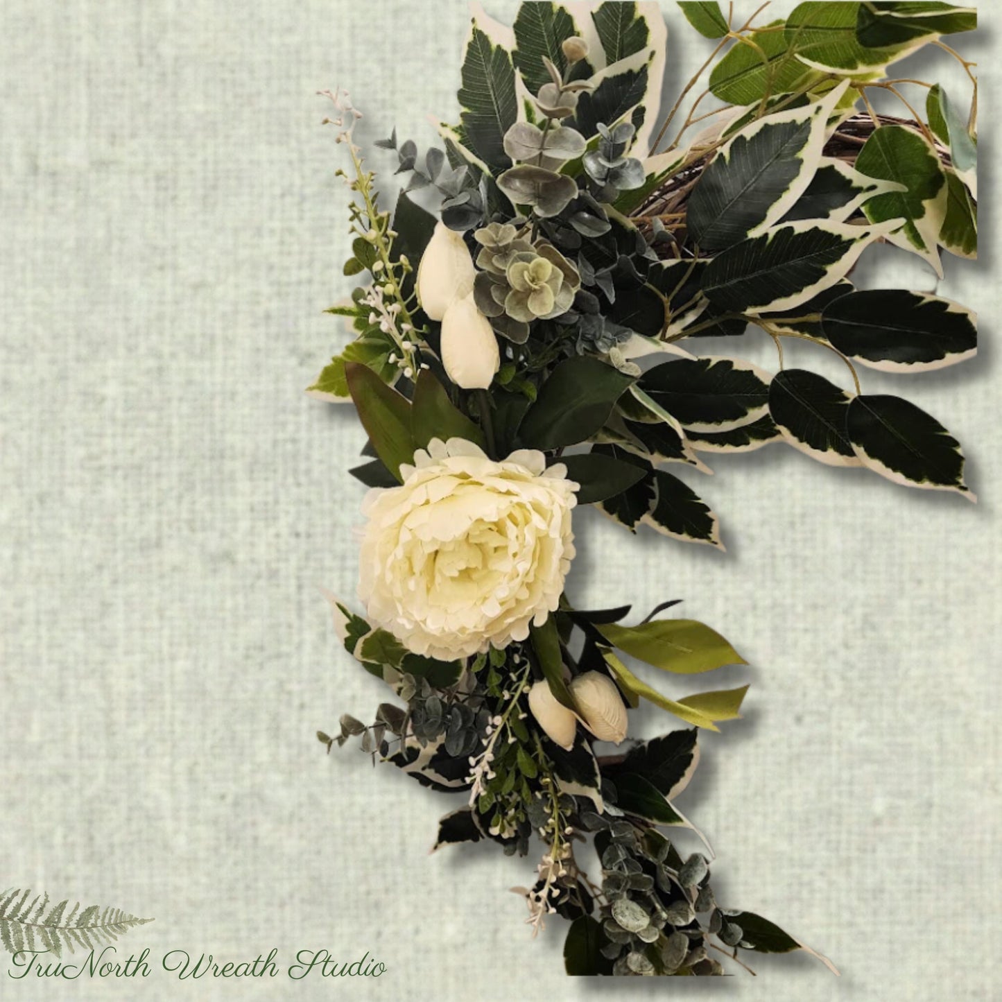 Neutral Cream Peony  Floral Add On Enhancer, Farmhouse Door Decor Accent, Spring Summer Enhancer