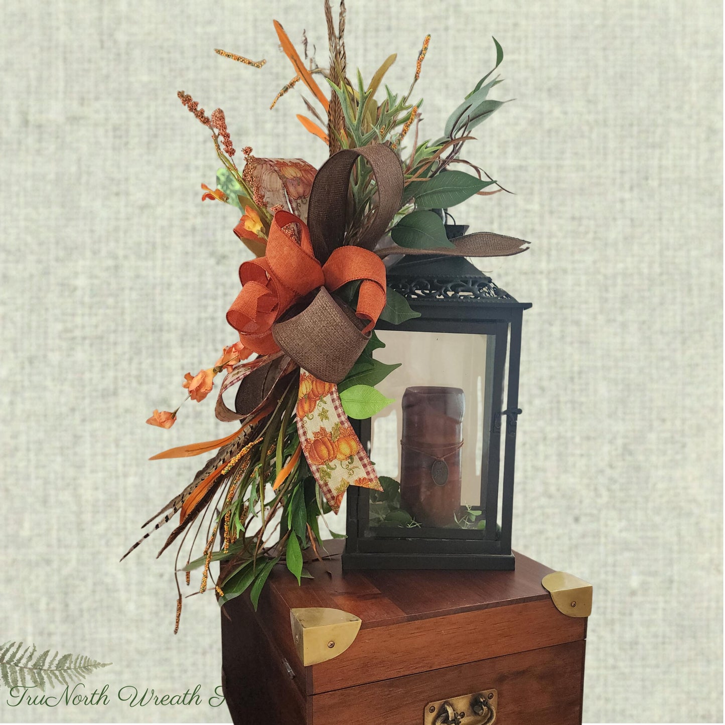 Autumn Pheasant Feather Lantern Swag 10" x 30"