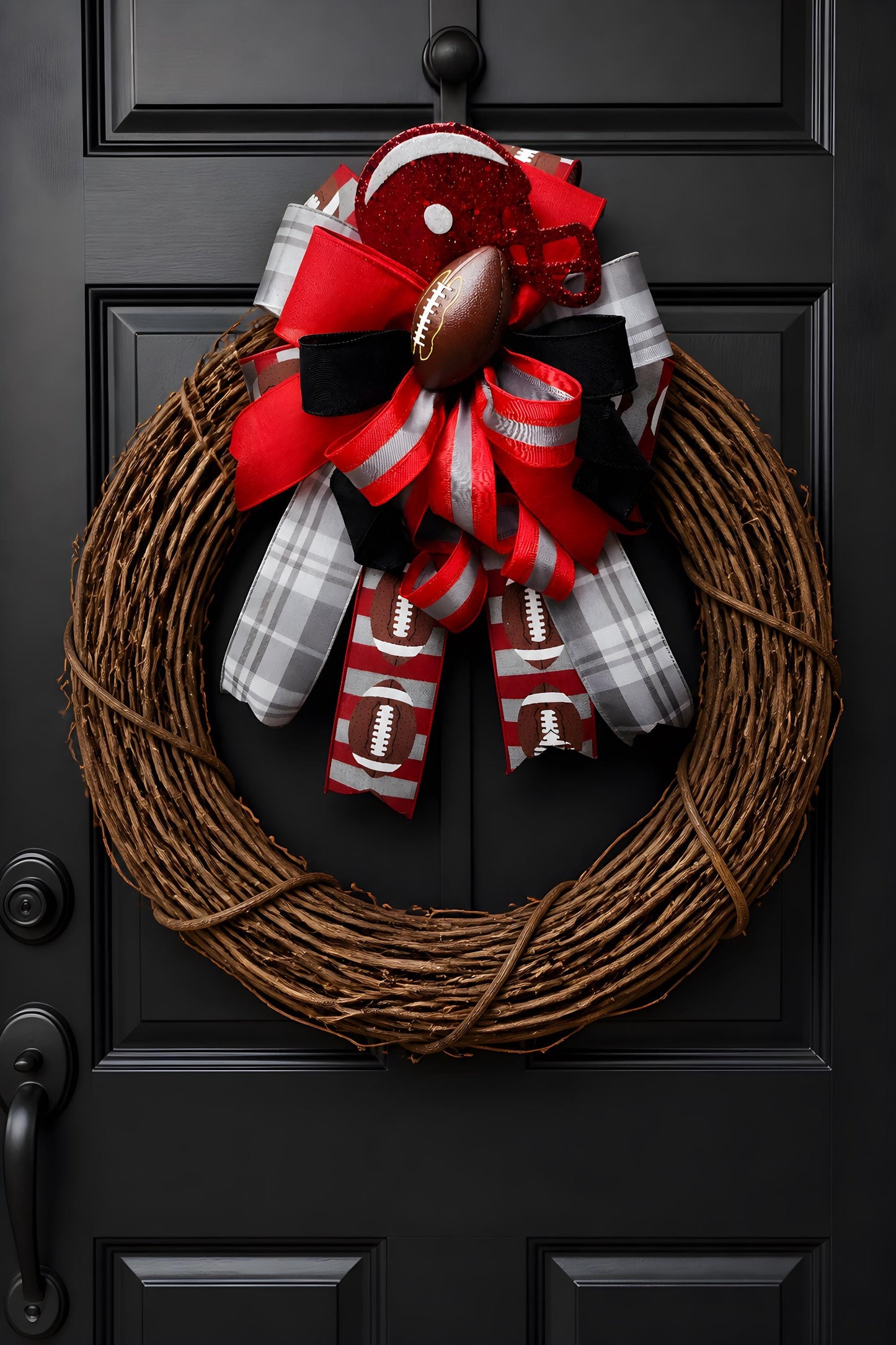Scarlet & Gray Football Bow | Game Day Wired Bow | Wreath Topper | Choose Your Style