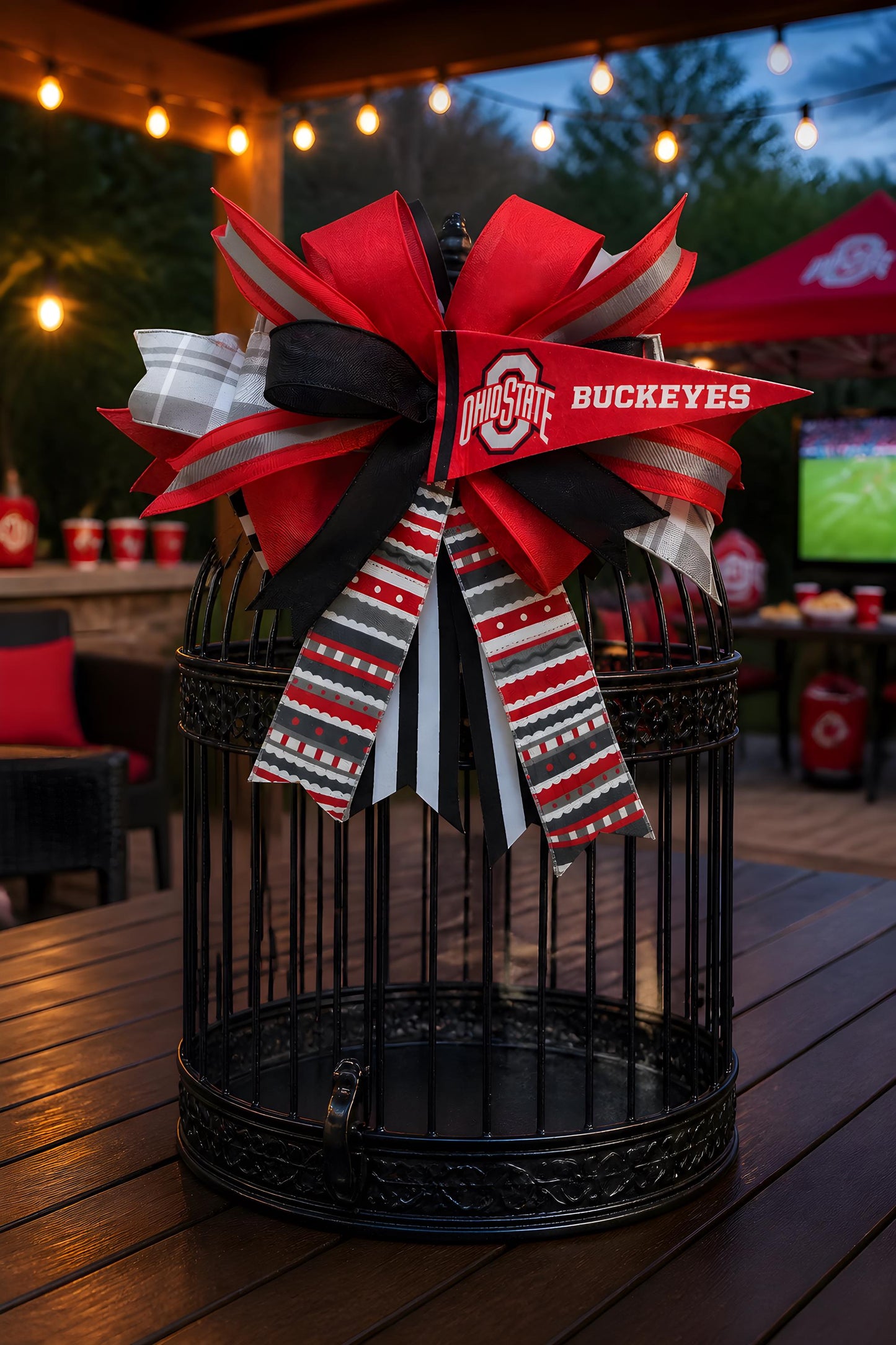 Ohio Buckeye  Football Penant Bow  |Lantern Bow | College State Penant Decor