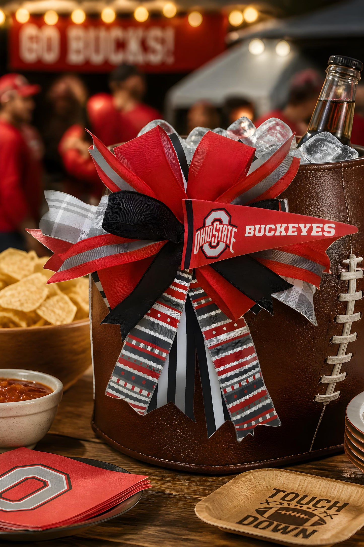 Ohio Buckeye  Football Penant Bow  |Lantern Bow | College State Penant Decor