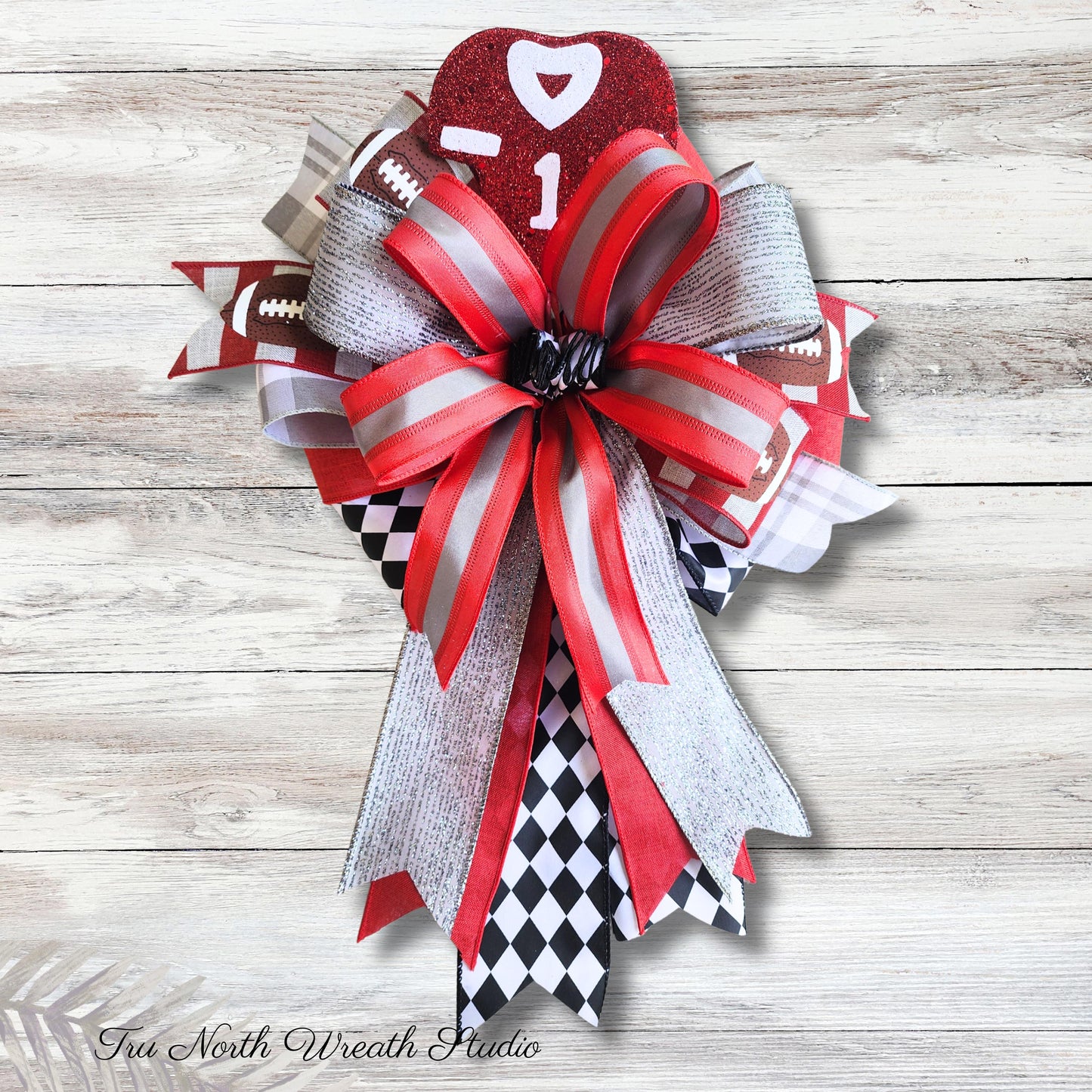 Scarlet Gray Football Tailgate Bow  |Lantern Bow | College Jersey Decor