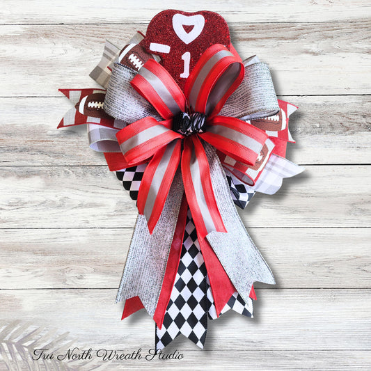 Scarlet Gray Football Tailgate Bow  |Lantern Bow | College Jersey Decor