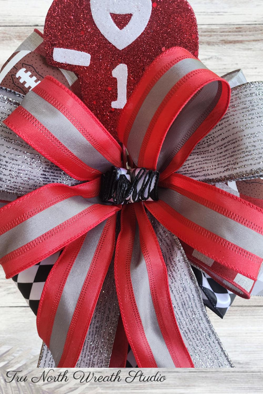 Scarlet Gray Football Tailgate Bow  |Lantern Bow | College Jersey Decor