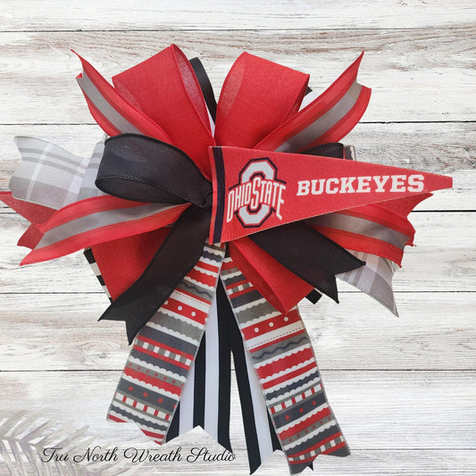 Ohio Buckeye  Football Penant Bow  |Lantern Bow | College State Penant Decor