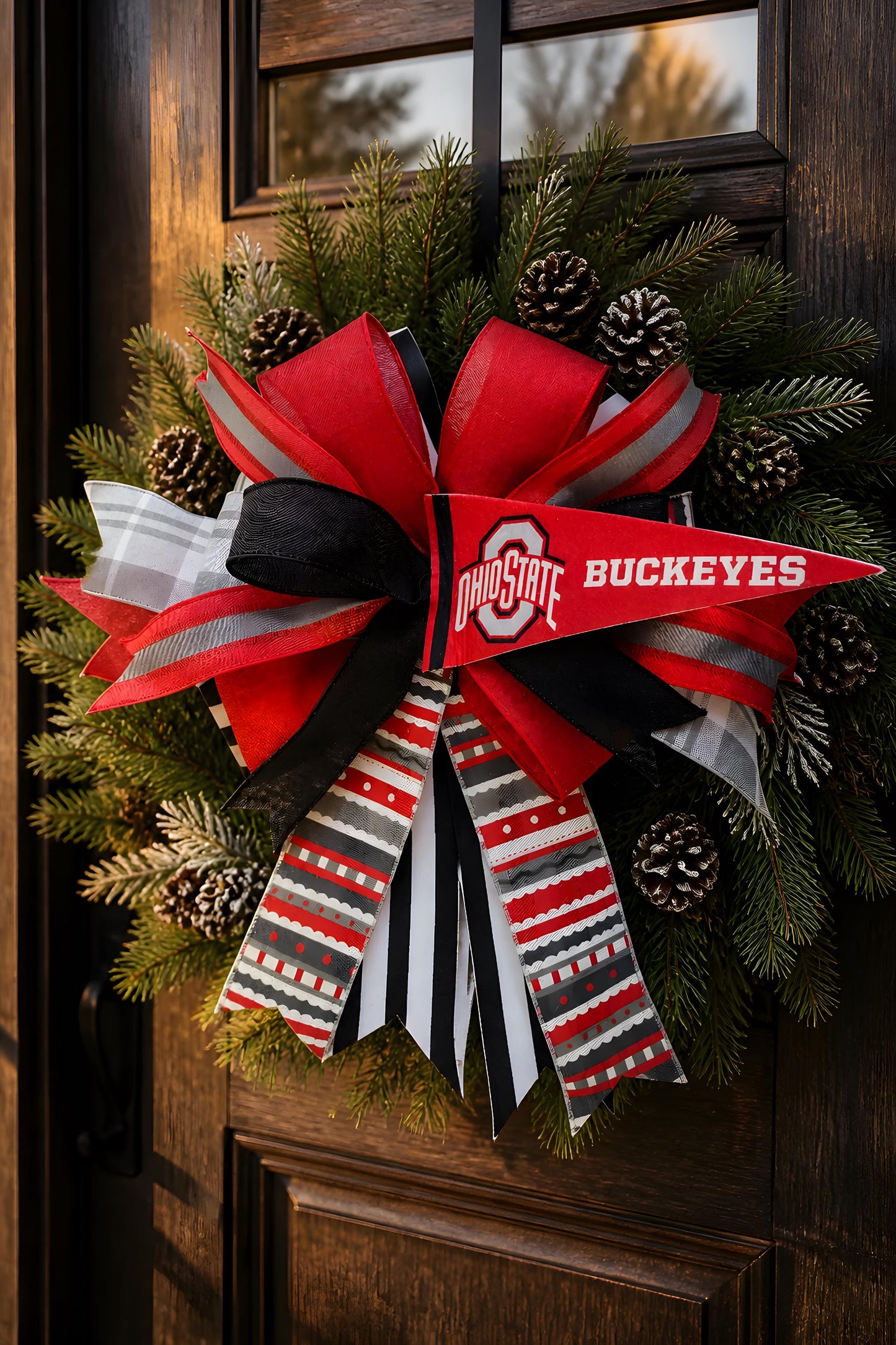 Ohio Buckeye  Football Penant Bow  |Lantern Bow | College State Penant Decor