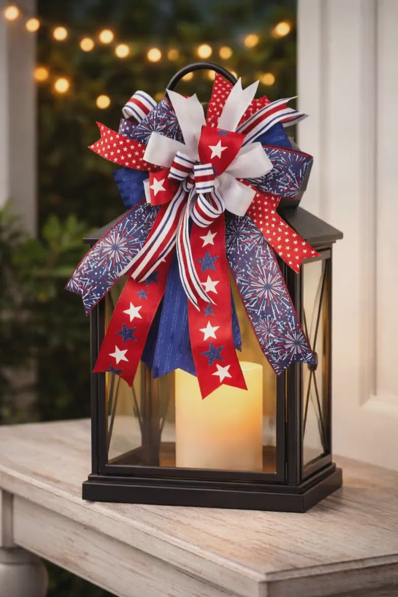 Patriotic Wreath Bow Lantern or Swag Bow