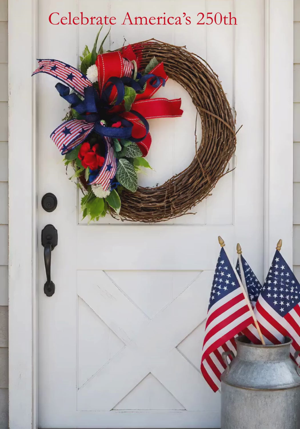 Red, White and Blue Ribbon Add On, Farmhouse Door Decor Wreath Accent, Americana Enhancer