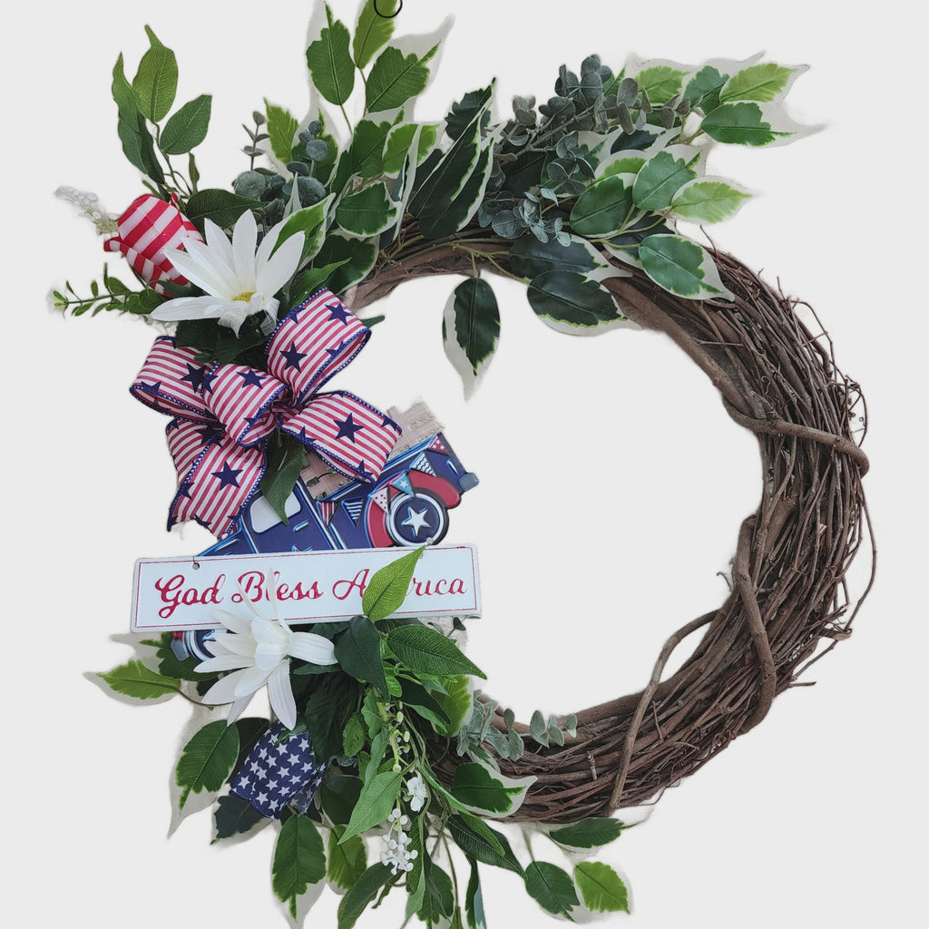 Patriotic Door Decor Farmhouse Truck Sign Seasonal Attachment Rustic Wreath Add On Piece
