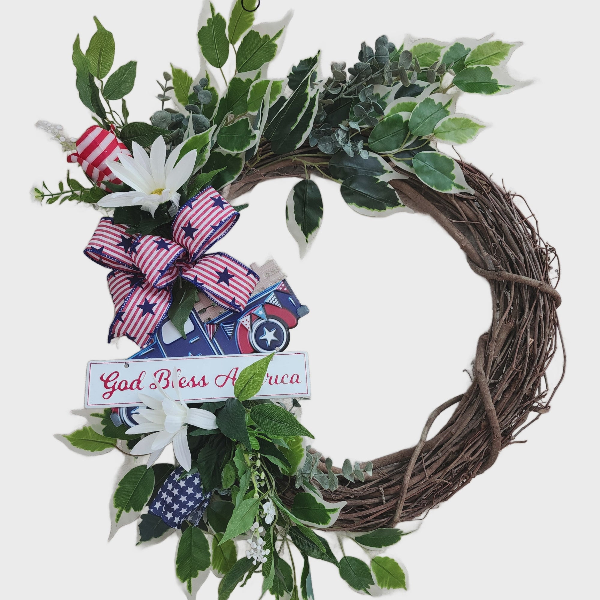 Patriotic Door Decor Farmhouse Truck Sign Seasonal Attachment Rustic Wreath Add On Piece