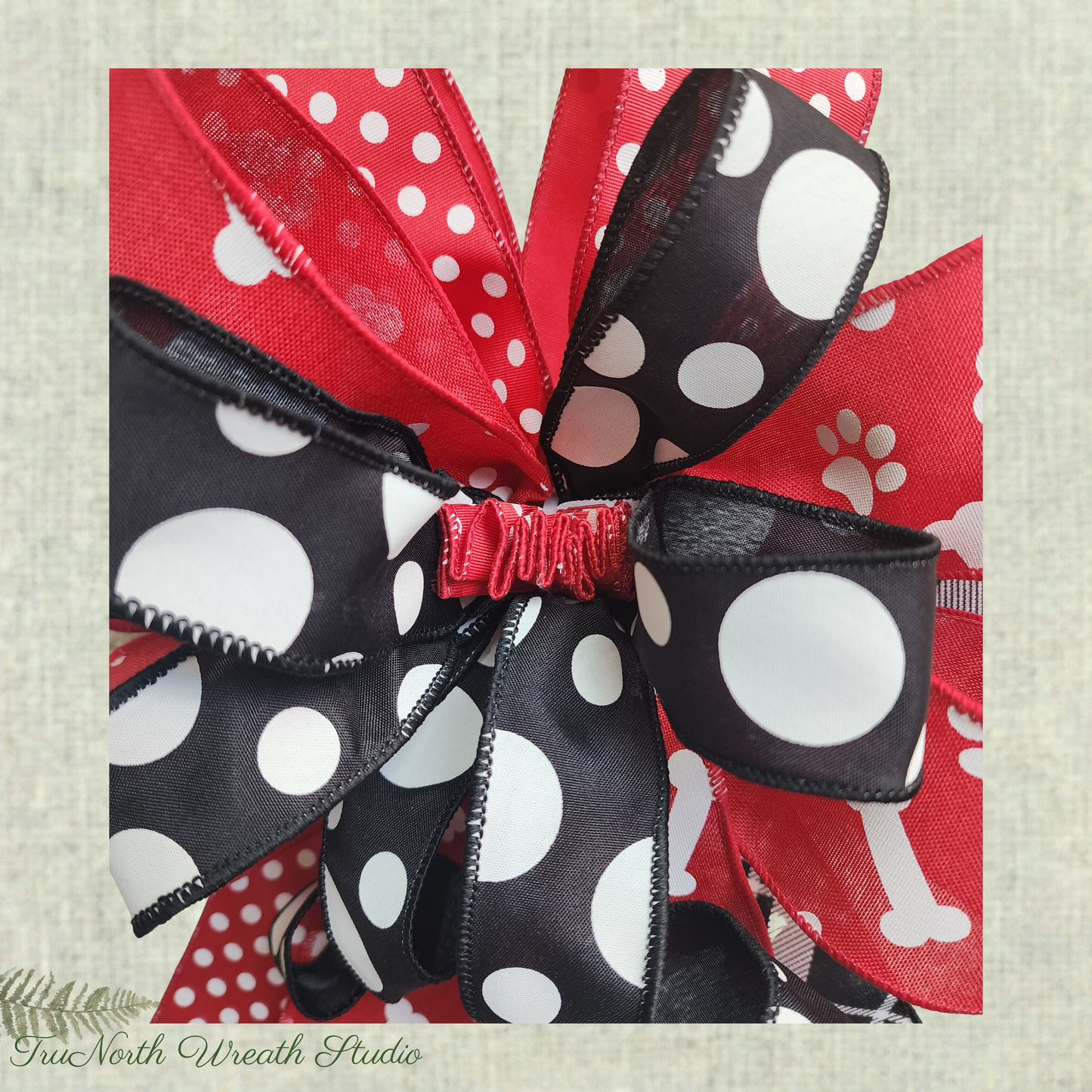 Red and Black Pet Lover Ribbon Bow, All Season Farmhouse Lantern Swag Accent
