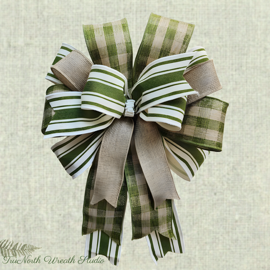 Neutral Wreath Bow | Add On Wreath Bow | Swag Bow | Farmhouse Bow Enhancer